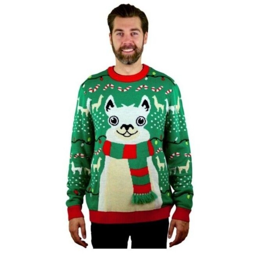 Mens Large Ugly Christmas Sweater Fa La La Llama Christmas Gift Funny 3D Tstars